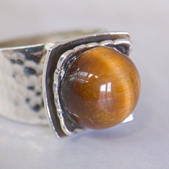 Silpada Sterling Ring with Tiger’s Eye Orb — Size 6.5 - Picture 1 of 13